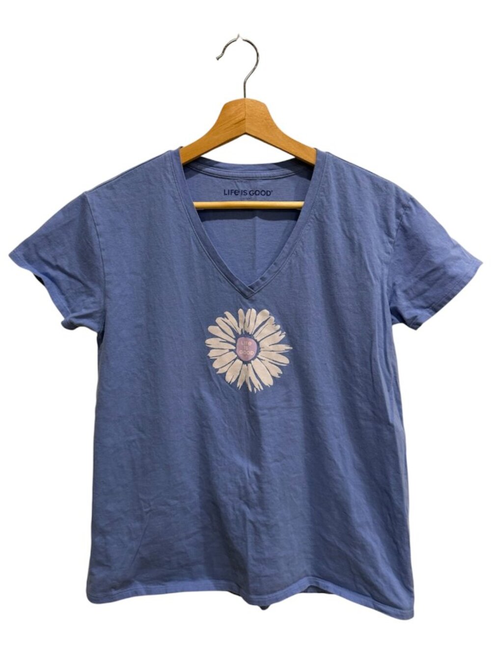 Life is Good Women's Peaceful Daisy Snuggle-Up Relaxed Sleep Vee T-Shirt Small